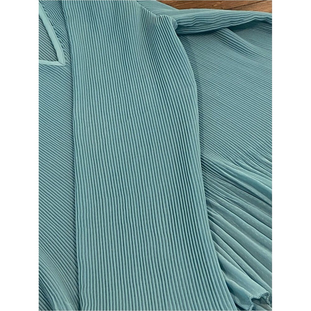 Madewell Womens Teal Pleated V-Neck Long Sleeve Blouse Flare Sleeve Elegant - Picture 16 of 16